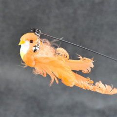Cat Toys Simulated Bird Feather Cat Teasing Stick Sucker Steel Wire Long Rod Plush Catnip Cat Toy