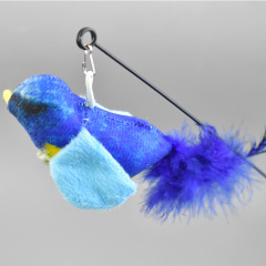 Cat Toys Simulated Bird Feather Cat Teasing Stick Sucker Steel Wire Long Rod Plush Catnip Cat Toy
