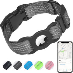 Reflective Dog Collar Nylon Adjustable GPS Training Tracker AirTag Dog Collar With Buckle Pet Collar