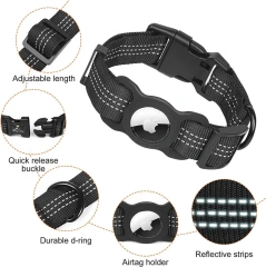 Reflective Dog Collar Nylon Adjustable GPS Training Tracker AirTag Dog Collar With Buckle Pet Collar