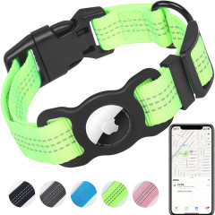 Reflective Dog Collar Nylon Adjustable GPS Training Tracker AirTag Dog Collar With Buckle Pet Collar