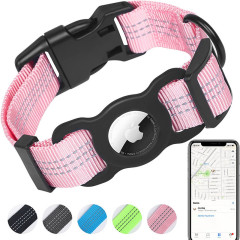 Reflective Dog Collar Nylon Adjustable GPS Training Tracker AirTag Dog Collar With Buckle Pet Collar