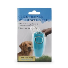 Two-in-one clicker with keychain for interactive training whistles