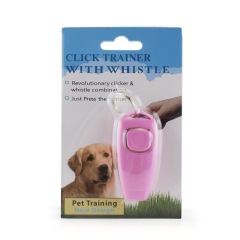 Two-in-one clicker with keychain for interactive training whistles