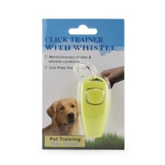 Two-in-one clicker with keychain for interactive training whistles