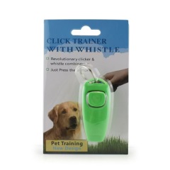 Two-in-one clicker with keychain for interactive training whistles