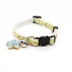 Polyester Kitty Necklace Flower Cat Dog Collar with Bell-Small Animal Accessory Pet Outdoor Walking Accessories