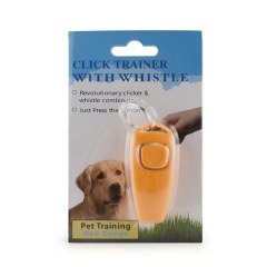 Two-in-one clicker with keychain for interactive training whistles