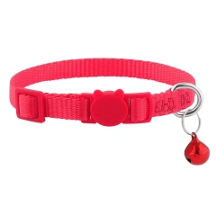 Ultra-Light Nylon Weave Belt Pet Collar with Se Bule Anti-Hanging Choking Traing Bell Pink Ne Ring for s