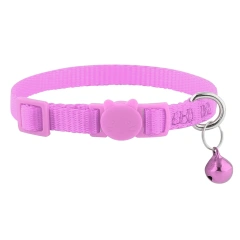 Ultra-Light Nylon Weave Belt Pet Collar with Se Bule Anti-Hanging Choking Traing Bell Pink Ne Ring for s