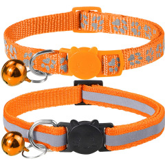 2-Pack Reflective Cat Collars with Bell - Adjustable Safety Breakaway Buckle for Small Pets