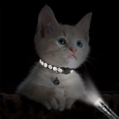 2-Pack Reflective Cat Collars with Bell - Adjustable Safety Breakaway Buckle for Small Pets, Kitten & Puppy (Glow in The Dark, L
