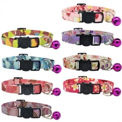 Hot Selling New Bronzing Cotton Polyester Pet Collar with Bell Anti-Suffocation Safety Buckle for Cats & Dogs