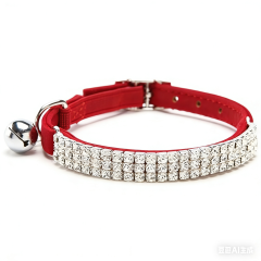 Rhinestone Cat Collar High Quality Pu Leather Puppy Cat Collar with Bell