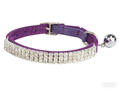 Rhinestone Cat Collar High Quality Pu Leather Puppy Cat Collar with Bell