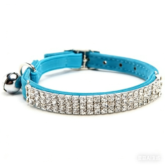 Rhinestone Cat Collar High Quality Pu Leather Puppy Cat Collar with Bell