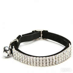 Rhinestone Cat Collar High Quality Pu Leather Puppy Cat Collar with Bell
