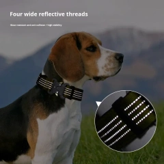 Reflective Outdoor Tactical Adjustable Metal Buckle Nylon Webbing Dog Collar for Medium and Large Dogs All Seasons