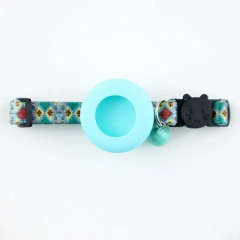 Airtag Cat Collar with Bell Adjustable Breakaway Pet Collars Safety Buckle & Silicone Air Tag Holder Case with Airtag Pet Collar