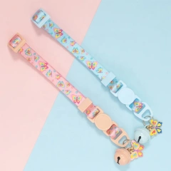 Hot Selling Modern Butterfly Print Nylon Dog Collar Soft Adjustable Small Bell Eco-Friendly Pet Accessories