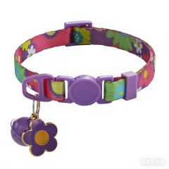 Printed Pet Collar Adjustable Safety Buckle Cat Collar with Bell