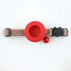 Airtag Cat Collar with Bell Adjustable Breakaway Pet Collars Safety Buckle & Silicone Air Tag Holder Case with Airtag Pet Collar