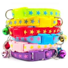 Fashion Pet Cats Collar Colorful Pattern Cute Bell Adjustable Collars For Cats Kitten DIY Ring Necklace Pet Accessories