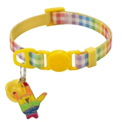 Hot Selling Eco-Friendly Comfortable Nylon Rainbow Plaid Dogs Adjustable Small Bell Collar for Small Animals All Seasons Hand