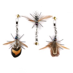 Handmade Simulation Replacement Heads Cat Toy Fly Insect Feather