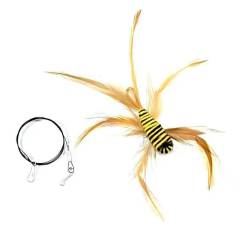 Handmade Simulation Replacement Heads Cat Toy Fly Insect Feather