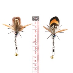 Handmade Simulation Replacement Heads Cat Toy Fly Insect Feather