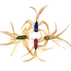 Handmade Simulation Replacement Heads Cat Toy Fly Insect Feather