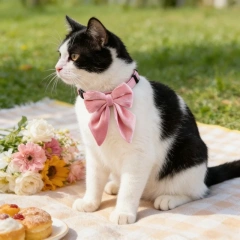 Solid Color Cat Collar with Bell Cute Ruffle Skirt Design Soft Adjustable Kitten Neck Strap Comfortable Pet Decor Accessory