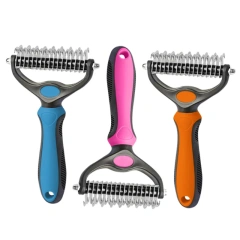 Hot Double Toothed Dog, Cat, Pet Hair Comb; Pet Grooming Device; Convenient To Carry