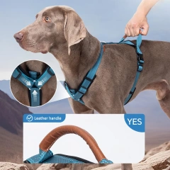 Heavy Duty No-Pull Dog Harness Adjustable Reflective Pet Training Harness with Leather Handle Golden Retriever German Shepherd