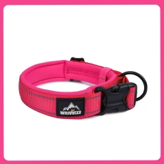 Reflective Padded Nylon Dog Collar Adjustable Explosion-proof Anti-lost Walking Training Solid Pet Collar Large Dog Outdoor Gear