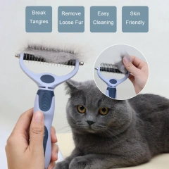 One/Double Head Design Pet Deshedding Brush Dog Undercoat Rake Cat Dematting Comb for Grooming