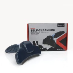 Pets Self Cleaning Curved Deshedding Comb Stainless Steel Grooming Brush for Shedding Fur Removal