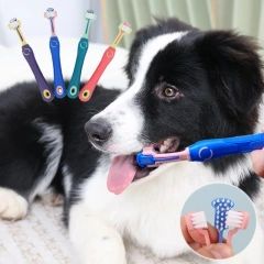 Pet Dog Toothbrush 3-Sided Pet Toothbrush Dog Cleaning Mouth Toothbrush Multiangle Cleaning Teeth Tool Cat Supplies