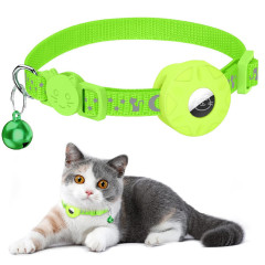 Nylon Cat and Dog Collar Reflective Star Moon Design with Silicone AirTag Holder and Bell for GPS Tracking