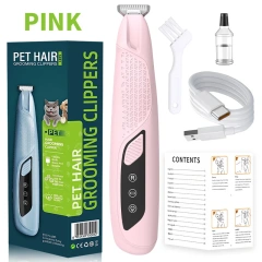 Multi-color Rechargeable Electric Pet Hair Trimmer LED Light Professional Dog Cat Grooming Clipper