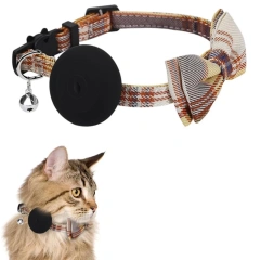 Bow Tie Pet Collar With Bell Silicone Protector Tracker Locator Holder Collar Accessories Adjustable for Airtag