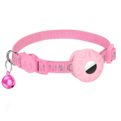 Nylon Cat and Dog Collar Reflective Star Moon Design with Silicone AirTag Holder and Bell for GPS Tracking