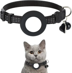 Breathable Pet Locator Nylon Collar for Airtag Adjustable Size Locator Collar for Cat Waterproof Outdoor Pet Tracker