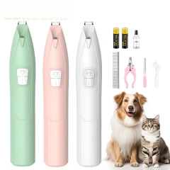 Hot selling battery shaving pet hair clipper cat pedicure hair clipper multifunctional warm light plastic pedicure dog clipper