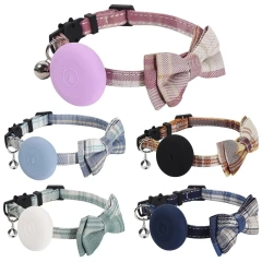 Bow Tie Pet Collar With Bell Silicone Protector Tracker Locator Holder Collar Accessories Adjustable for Airtag
