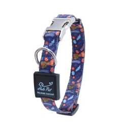 Dog Collar with Metal Buckle Color-Block- Adjustable Pet Collar for Small Medium Large Dogs Durable Nylon Dog Collar