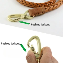 Thick 8-strand woven pet dog leash yellow cowhide safety hook medium and large dog leash dog leash