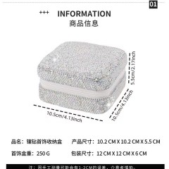 Luxury Diamond-Studded Mirror Multifunctional Ring, Earrings, Necklace, Square Jewelry Box