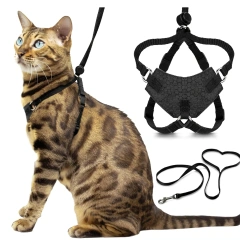 Escape Proof Cat Harness and Leash Set, Adjustable Breathable Mesh Cat Vest Harness for Walking Kitten, Medium & Large Cats